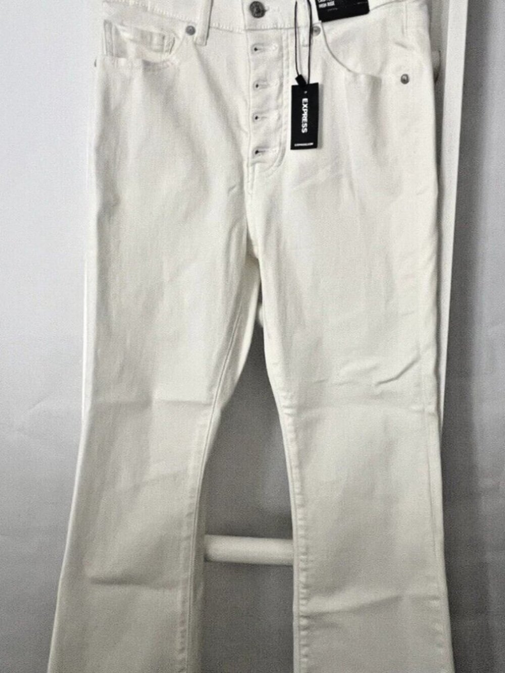 Express White Denim Crop Flare Pant 4R